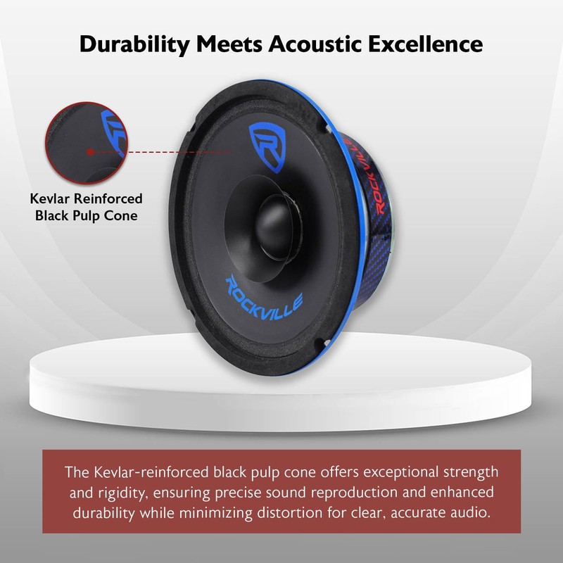 Rockville RM64SP Mid-Range Car Speaker, 6.5”, 120W, 4 Ohm, Dual