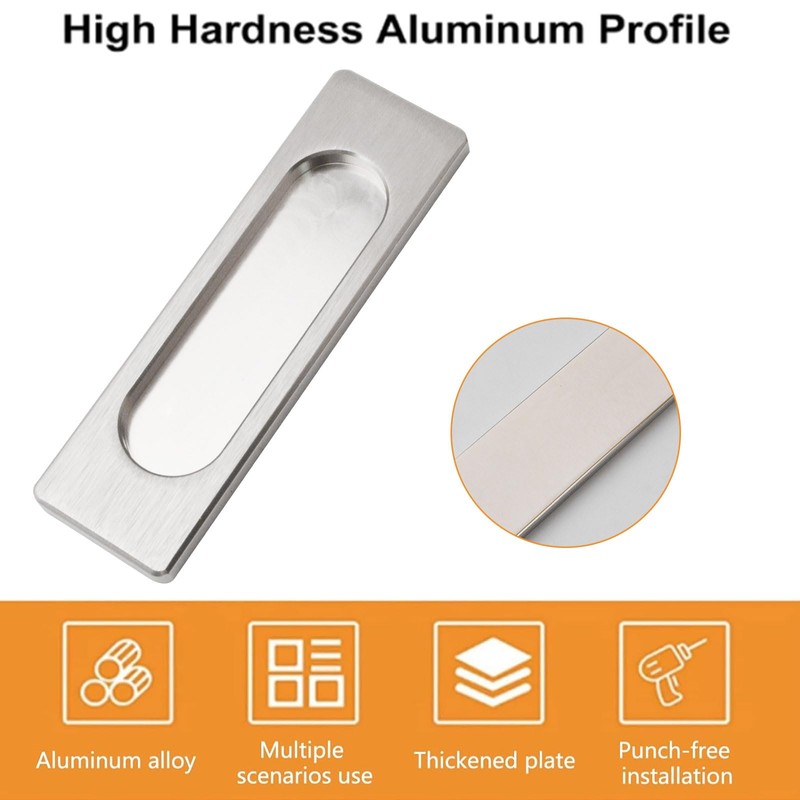 MOROBOR Self-Stick Rectangular Sliding Door Pulls, 2pcs Aluminum Alloy Flush