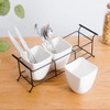 Bekith 3-Piece Ceramic Flatware Caddy with Metal Rack, Utensil Holder