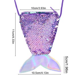 SGERUFZ Mermaid Bag Children 1 Piece Sequin Purse Mini Crossbody Bags for Children's Birthday Gift Party Bag Party, purple
