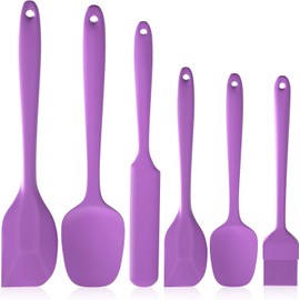 HFLYJPYW Spatulas Set of 6, Food Grade Silicone Spatulas Rubber Heat Resistant, Stainless Steel Core, Kitchen Utensils Nonstick for for Cooking, Baking and Mixing(purple)