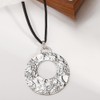 Douxsu Black Leather Rope Silver Circle Necklace for Women (Silver)