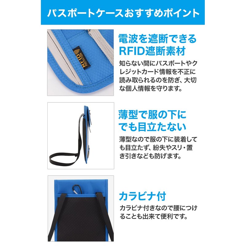 TAKE SEVEN Security Pouch, Anti-Skimming, Passport Case, 6 Pockets to