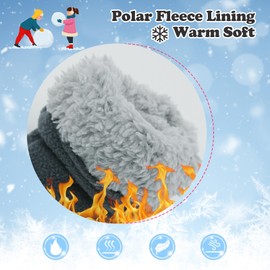 RAOEXI Toddler Infant Winter Mittens Fleece Lined Adjustable Baby Boys Girls Thick Warm Gloves for 1-7 Years (B-Grey&Navy, L (2-4 Years))