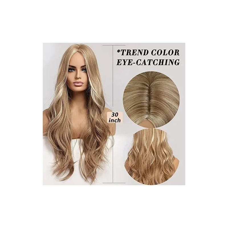 Pelucas Natural Rubia Cosplay Largas Rizada Para Mujer Dama