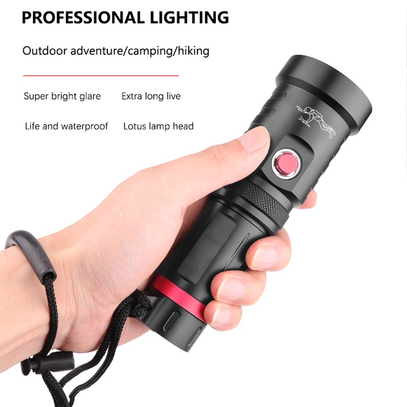 XHP70 Fixedfocus Strong Brightness Waterproof Flashlight Amphibious Diving Torch