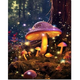 ARTOWN Paint by Numbers Adults, Wonderful Mushrooms, DIY Hand Painted Oil Painting Kits for Children Beginners, Without Frame, 40 x 50 cm