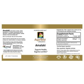 AyurBest - Amalaki Herbal Supplements 500gm, Organic Amalaki, Vegan, Kosher - 90 Capsules