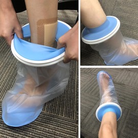 YUNCHI Shower Protection Foot Waterproof Non-Slip for Adults for Shower Cast Protection Waterproof Feet Foot for Showering Reusable Bandage Protection Keep Wounds Dressings Dry (M-Foot)