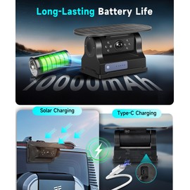 VECHTEL Rückfahrkamera Kabellos Solar, Rückfahrkamera Funk mit 10000mAh Akk, Unterstützt IP68 Wasserdicht Nachtsicht Superweitwinkel Rückfahrhilfe für Wohnwagen LKW Auto Wohnmobil