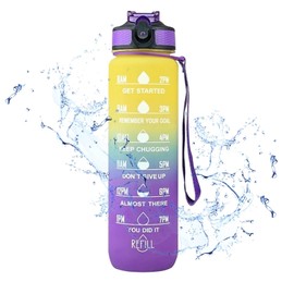 Kiuiom Tritan Sports Bottle, Leak-Proof Plastic Water Bottle, BPA Free, Water Bottle with Straw, Leak-Proof Sports Water Bottle, Dishwasher Safe