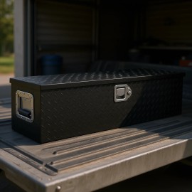 Aluminum Truck Bed Tool Box 39x13x10 Diamond Plate Design Side Handle Lock Keys Storage Organizer Waterproof Rectangular PowderDefault: Default