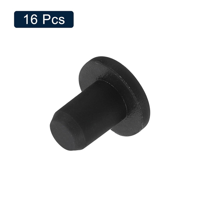 sourcing map 16 Pieces Black Rubber Stopper, 4.8mm Plug Holes