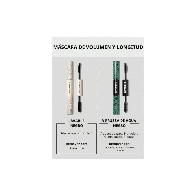 SHEGLAM Máscara de Pestañas 2 en 1 Volumen y Longitud