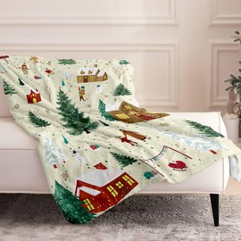 Christmas Blanket, Christmas Blankets and Throws, Christmas Throws Gifts for Women Men, Stocking Stuffers for Adults, 50''×60'' Christmas Fleece Throws, Christmas Throw Blanket for Couch Bed Sofa