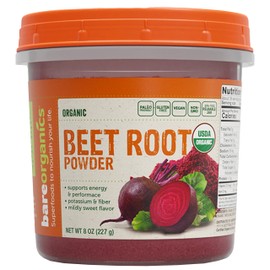BareOrganics Beet Root Powder – Organic Superfood Dietary Supplement, Vegan, USDA Certified Organic, Non-GMO, Gluten-Free, Pure Beta Vulgaris Beetroot - 8 oz