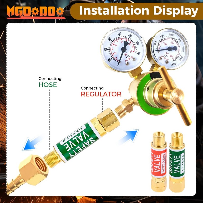 Mgoodoo 4Pcs Oxygen Acetylene Flashback Arrestors Set Regulator End Standard
