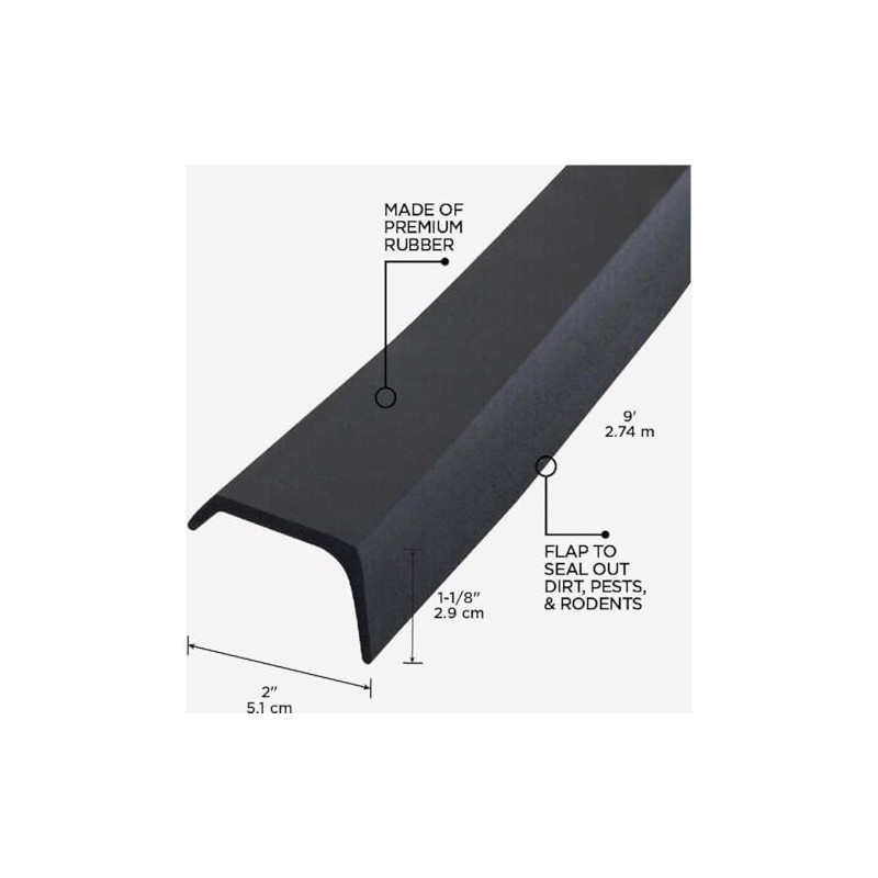 M-D Building Products 03723 9 ft. Black Rubber Garage Door