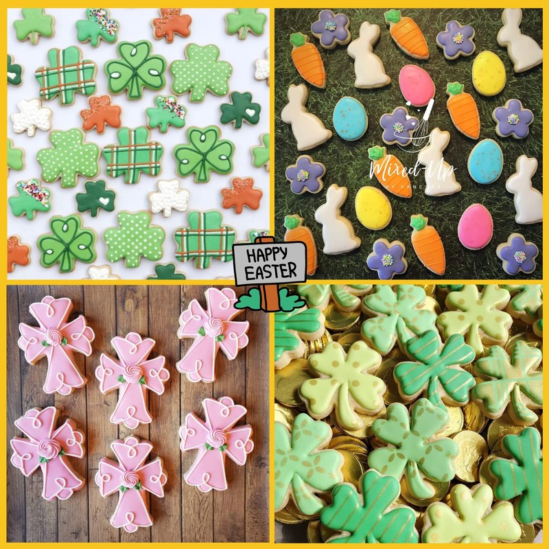 Crethinkaty Mini Easter Cookie Cutter Set,12 Pcs Shamrock Cookie Cutters