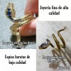Dtup Anillo De Serpiente De Lujo Con Circonias Elegante Gótico