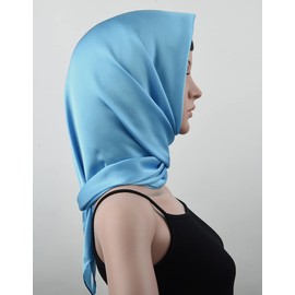 corciova Rich Electric Blue 35 x 35 Solid Color Square Silk Like Head Hair Scarf Stain Neck Wrapping
