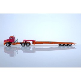 Highway 61/DCP DCP Mack Pinnacle Tractor Trailer Flatbed Truck 1:64 Diecast Model Pink & Orange