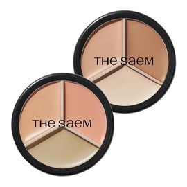 Corrector de tres colores Cover Perfection de THE SAEM 01 Correct Beige + 02 Contour Beige Corrector de tres colores para tonos medios y naturales Cobertura total, corrige y oculta enrojecimiento,