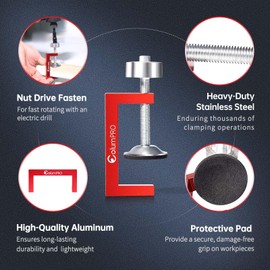 ColumPRO 4PCS Small C-Clamps 2 Inch, C Clamp for Woodworking, Welding and Construction, Features a 8mm Nob for Fastening with Electric Drill, Couch Camps for Sectionals