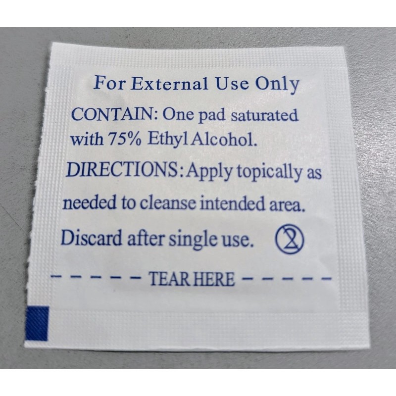 Alcohol Pad, 75% Ethyl Alcohol, For Disinfection Use, 100 Count