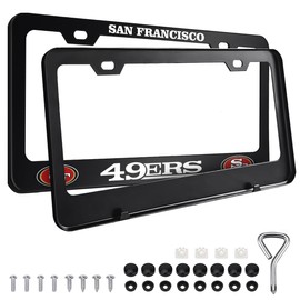 2PCS Black License Plate Frames, Car License Plate Bracket Holder, Premium Aluminum Alloy Weather Proof License Plate Covers with Screw Caps Cover Set Car Accessories