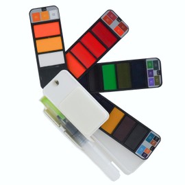 Cowling & Wilcox 18pc Folding Watercolour Set | Unique Fan Design | Includes Brush, Palette & Sponge