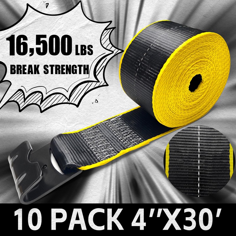 10 Pack Reflective 4 Inch Straps for Flatbed Trailer, 4"
