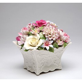 Cosmos Gifts 80085 Fine Porcelain Flower Bouquet with Music Box Figurine (Music Tune: Edelweiss), 5-1/2"
