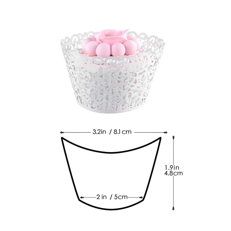 Longsing Wedding Cupcake Decorations - Pack of 50 White Disposable