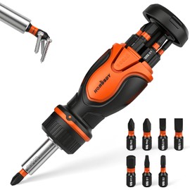 Multi 8-in-1 Magnetic Adjustable Ratchet Screwdriver Set: Mini Short Screwdrivers Set with 7 S2 Steel Bits, All-in-One Design with 6 Bits Housed in Handle