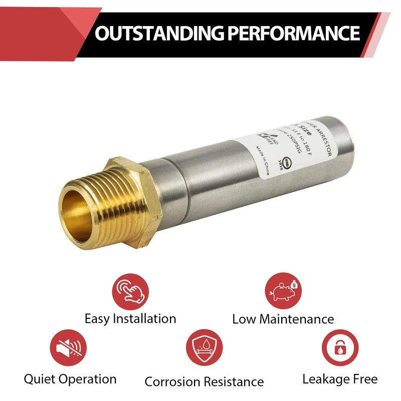 2-Pack EFIELD MH-131, 1/2-Inch MIP Thread Stainless Steel Water Hammer