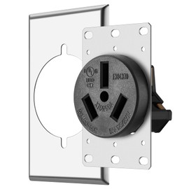 Aweking UL Listed 50 Amp 50A Power Receptacle Outlet NEMA 10-50R,Industrial Power,125 Volt,250 Volt,nema 10-50r Receptacle,Straight Blade,Flush Mounti (NEMA 10-50R/Rectangle wallplate)