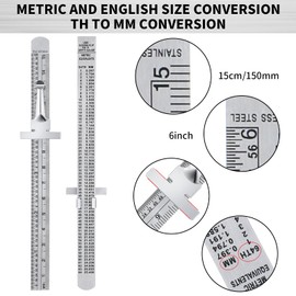 6 Inch 15 cm Pocket Ruler Flexible Precision Stainless Steel Ruler with Detachable Clips Stainless Steel Pocket Clip Scale Gauge Ruler Metric British System (3 Pieces)