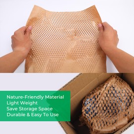 Honeycomb Packing Paper Sheets Bubble Cushioning Wrap for Moving, Products & Gifts Recyclable Cushioning Packing Material, Biodegradable Shipping Supplies (10.6" x 14.5" (25 Pcs))