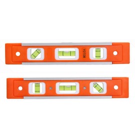 2pcs 9 inch Aluminum-Sided Magnetic Torpedo Level, Box Level Spirit Bubble level - Orange