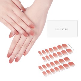 DANNI & TONI Semi Cured Gel Nail Strips Blush Pink Gradient (Muted Rose) Matte Ombre Gel Nail Wraps 28 Stickers