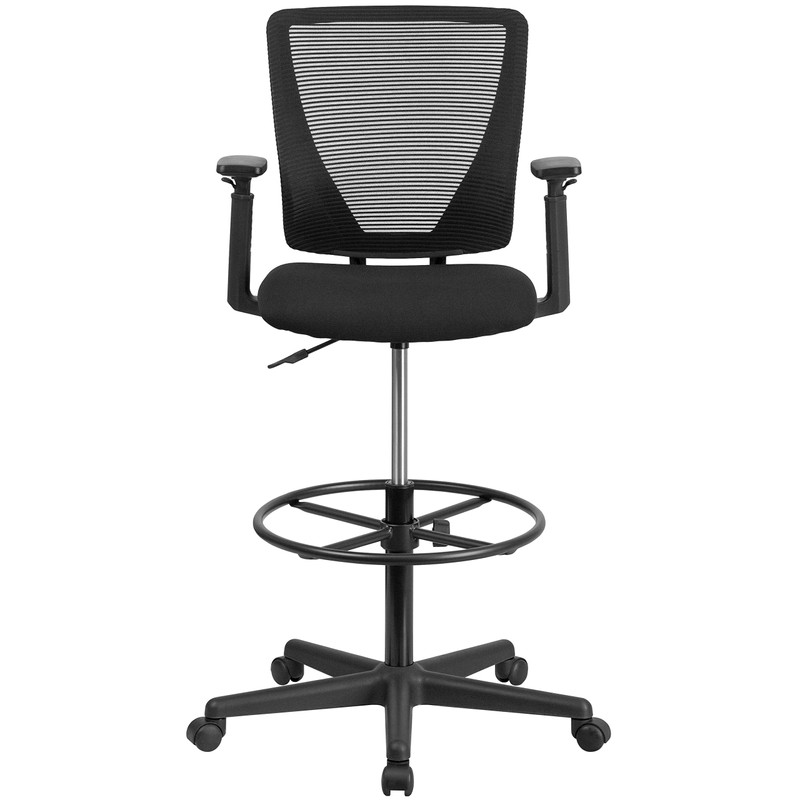 Flash Furniture Harper Ergonomic Mid-Back Mesh Drafting Chair with Black