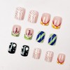 3D Press On Nails Short Square Spring Fake Nails Striped