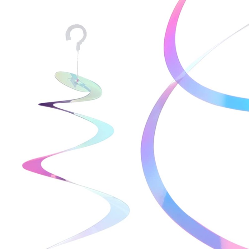 MISU Iridescent White Hanging Swirl Streamers - Sparkly Transparent Plastic