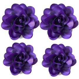 Women's Brooches 4pcs Rose Flower Hair Clip Flamenco Dancer Pin up Mexican Hair Flowers Clips Hairpin Brooch Tea Party Hats Headpieces (purple)