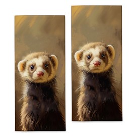 Turamurra Ferret Hand Towels - 2 Pack, 14.5" X 28", Soft Microfiber Polyester Bath Towel Set with Animal Lovers, for Bathroom Kitchen Spa Hotel Decor Gifts for Women
