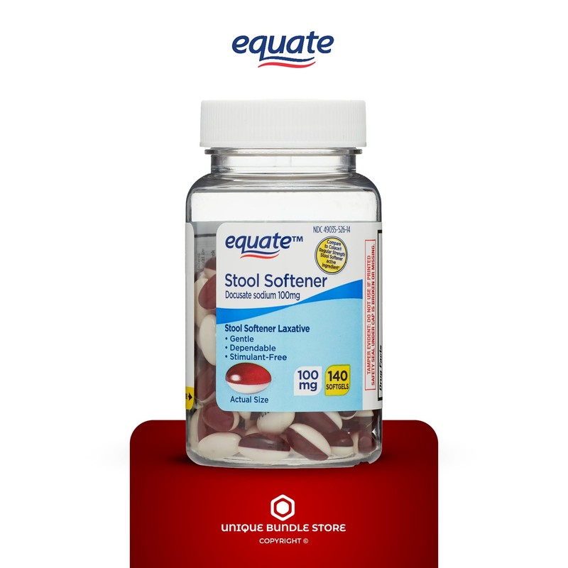 Unique Bundle Store Equate, Stool Softeners Softgels 100mg, 140 Count