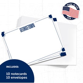 Desert Cactus Georgetown University 10 Pack Notecards Stationery Cardstock Hoyas GU Includes Envelopes Memo Party Thank You (Notecard 4b)