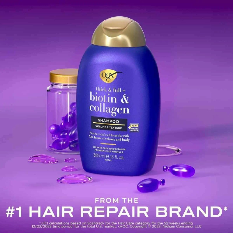 Shampoo Ogx Biotina Y Colageno Brillo Mas Volumen