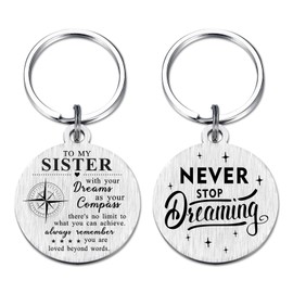 DGXMD Sister Birthday Gifts - Inspirational Sister Engraved Keyring - Christmas Graduation Gifts for Sister from Sister Brother